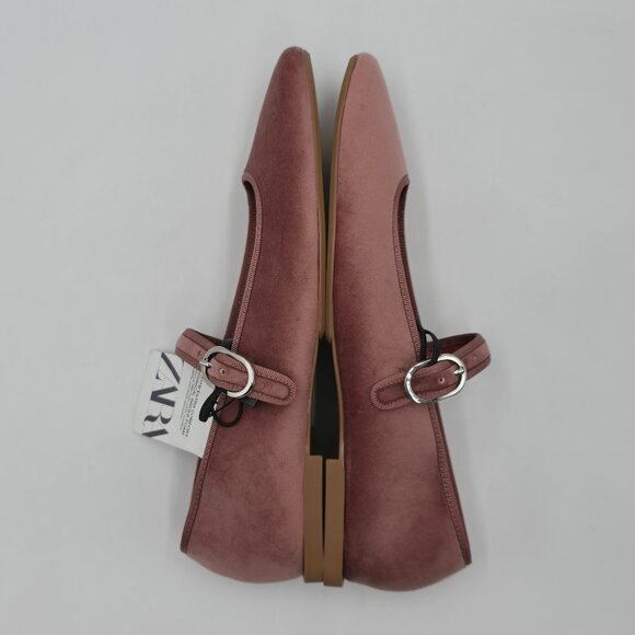 Zara Velvet Mary Jane Ballet Flats - NWT - Picture 5 of 15